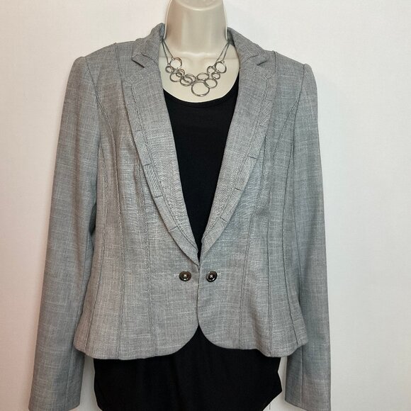 WHBM NWT Quality Detailed Blazer Jacket Sz 14 Gray *Coupon Eligible* Orig $158 - Picture 2 of 13